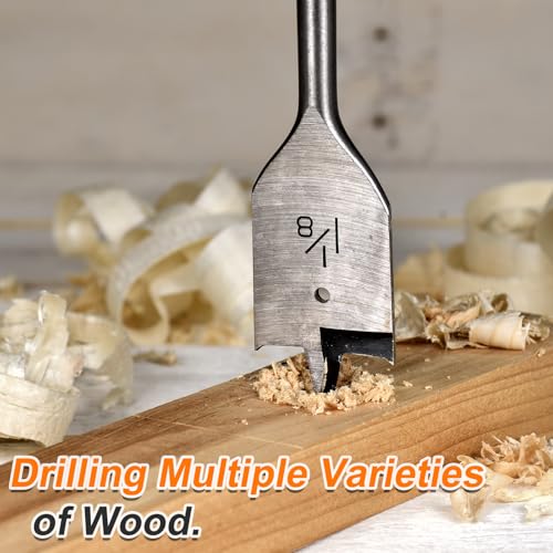 QUARKZMAN 3 Stück Flachfräsbohrer Set, 22.2mm Holzbohrer Set mit 6.4mm(1/4) Sechskantschaft, Lochbohrer Holz für Span Gipsplatten Holzbearbeitung Fibreglass, Goldton