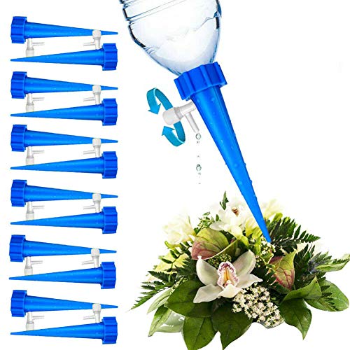 Gelentea 12Pcs Automatic Watering Device Plant Water Funnel Flower Drip Spikes Automatically Watering Tools for Outdoor Indoor Home Office Flower Or Vegetables