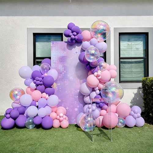Image of Lukiituke Pink and Purple Balloon Arch Kit, 134Pcs Pink and Purple Balloons | 4 Sizes Latex Balloons for Wedding Bridal Baby Shower Birthday Party Decorations