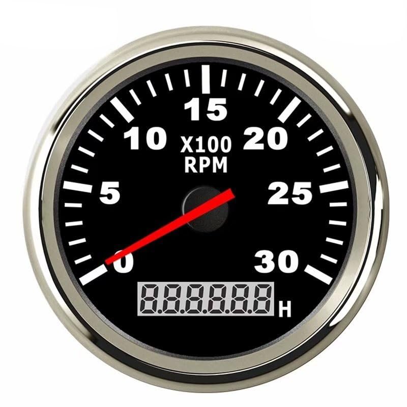 Contagiri for Barche da 85 mm / 52 mm con contaore LCD 4000/6000/8000 RPM Contaore contagiri 12V for Motore a Benzina Diesel for Auto Marine(3000 rpm-01)