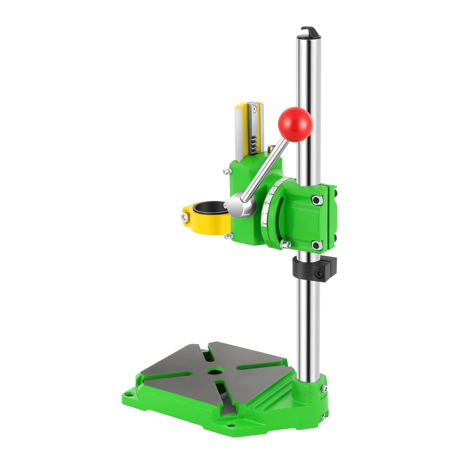 Supporto per trapano a 90°, Supporto elettrico per trapano, Supporto per perforazione con attacco snodabile Max. profondità di perforazione 60mm con tavolo da lavoro 3 teste in plastica