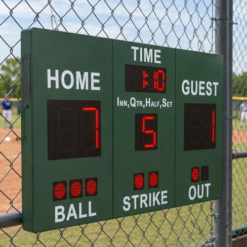 Mobile Score Portable Scoreboard Kit LED Digital Scorer Bluetooth APP Control Positive Countdown/Stopwatch/Score Display for Baseball Basketball Rugby Football Tennis Badminton Table Tennis