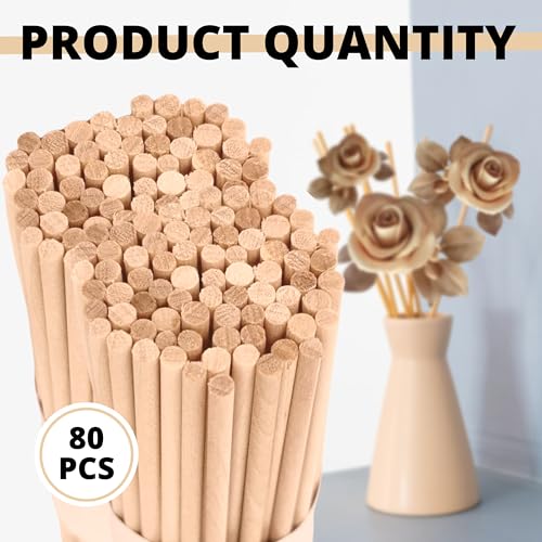 80PCS Wood Dowel Rod 24 Inch – Wooden Dowels 1/4 inch x 24 Inch Wooden Dowels for Crafts Wood Craft Sticks Bamboo Wood Rod Bamboo Wood Sticks Long Wooden Sticks - Thumbnail 3
