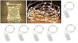 lichterkette 10er obi Kabel Silberdraht 6 x 10 er Draht Lichterkette zuschneidbare Drahtlichterkette SILBERDRAHT Warmweiß incl. Batterie Micro LED Lichterkette Lichterschlauch Batterie Weihnachten Licht Lichterketten Party