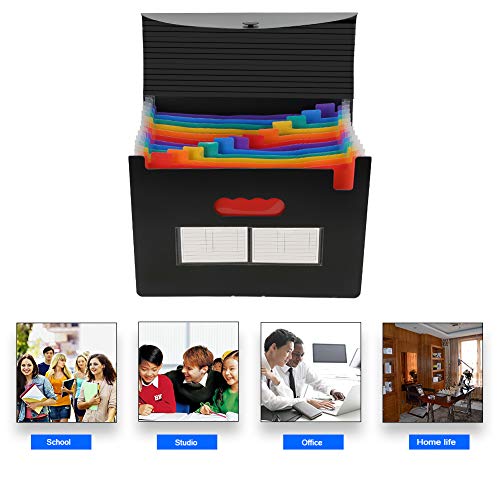 Expanding File Folders, SUNTARY Portable Accordian File Organizer with Expandable Lid, 12 Pockets File Box, Expandable Folder Organizer, Filing Bill Organizer A4 Letter Size, 3 Pack