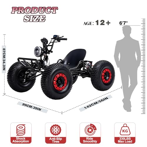 Image of Electric Go Kart, 2100W Motor Go Kart for Adults & Kids with Premium Steel Tubular Frame, 3 Speed Off-Road Kart with 8'' Off-Road Tires with Hydraulic Brake, 30MPH (Black, 56x39x34IN)