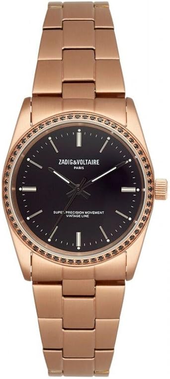 Montre Mixte Zadig \u0026 Voltaire à Quartz Cadran Noir 36 mm Et Bracelet Rose  Gold en Acier Inoxidable ZVF407 : Amazon.fr: Mode
