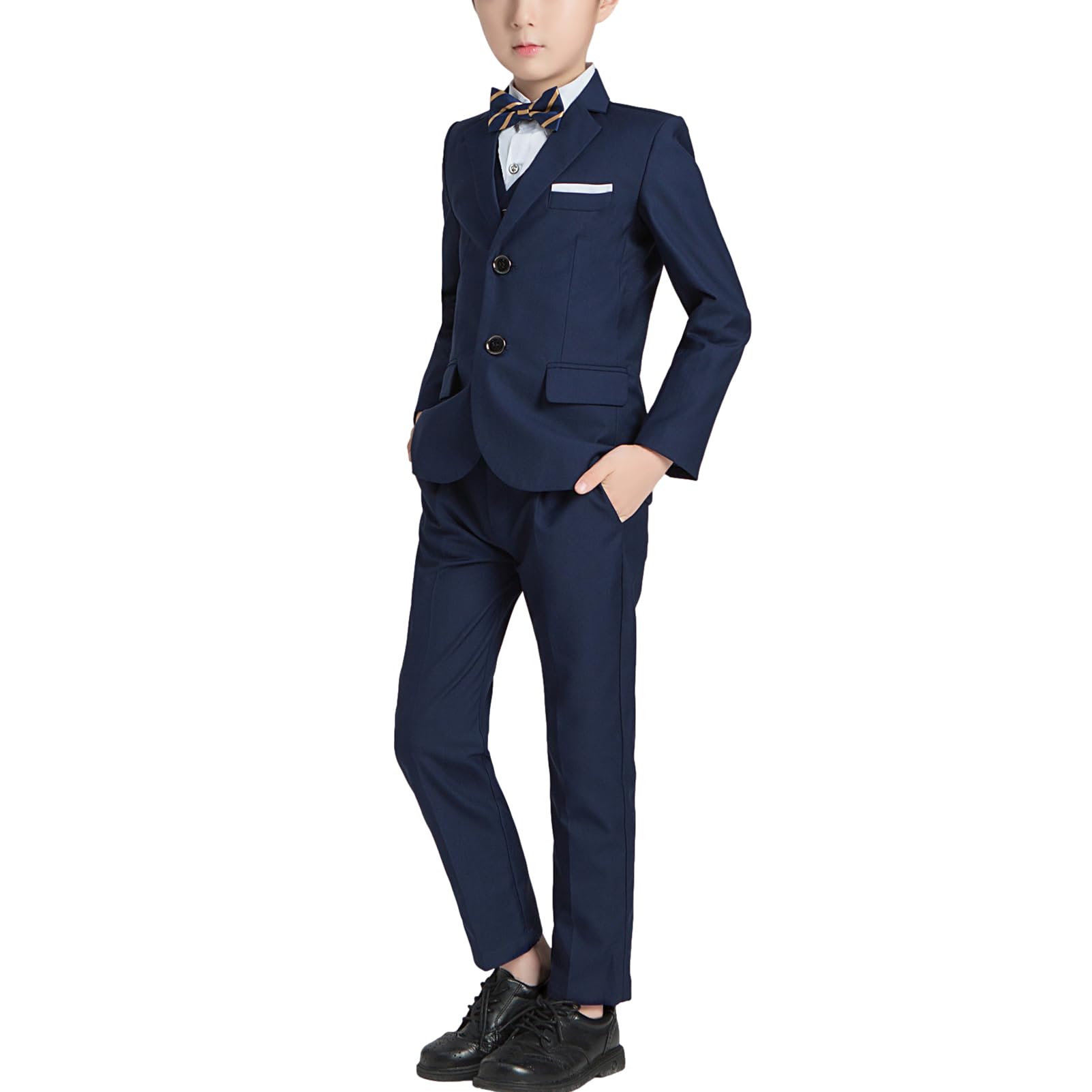 amropi Completo Elegante per Bambino Ragazzi Formale Set 4 Pezzi Blazer Giacca + Pantaloni + Camicia + Papillon Abito da Sposa da 1-13 Anni