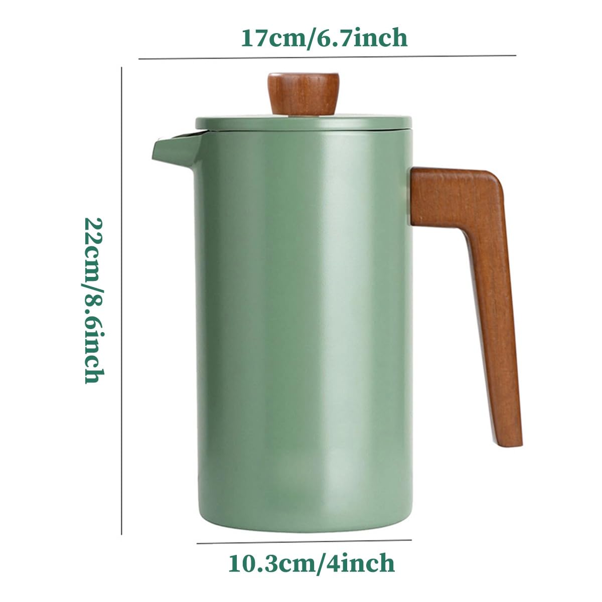 French Press ekspres do kawy 970 ml - drewniany uchwyt izolacja z podwójną ścianką - ekran filtra ze stali nierdzewnej - zaparzony dzbanek do kawy i herbaty