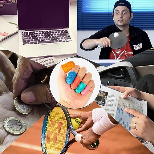 ASYKNM 10 Pièces Doigtiers en Caoutchouc, Bout de Doigt Silicone, Protège-Doigts en Caoutchouc, Coussins de Doigts en Silicone, pour le tri, le comptage de l'argent, l'écriture (5 Couleurs, 5 Tailles) – vue 6