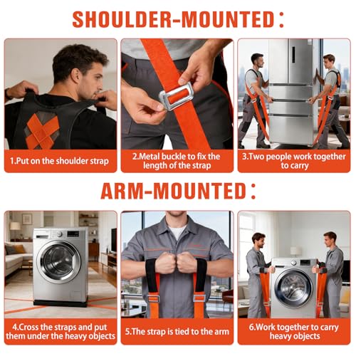 Moving Straps 2-Person Lifting and Moving System Transporting Heavy Objects up to 880lbs Efficiently Safely Suitable for Lifting and Transporting Wardrobes Sofas Furniture Moving Straps by Hfshimlux - Used condition - Image 6