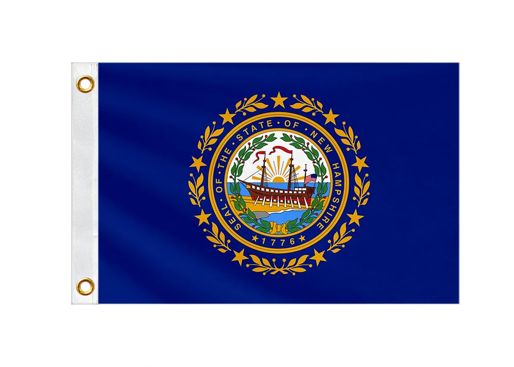 Double Sided New Hampshire State Boat Flag 12x18 Inches for Bike Motorcycle Truck Small NH Nautical Flag 220D Heavy Duty Printed Nylon with 2 Brass