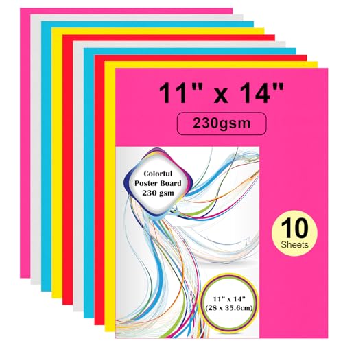 10 pcs 1134 x 1434 colored poster board paper rookea colorful poster board bulk 230 gsm thick blank smart vision boards for school arts craft projects drawing scrapbooking graphic