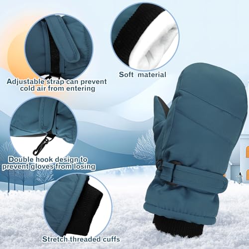 Image of SATINIOR Kids Snow Mittens Waterproof Winter Ski Gloves Warm Thicken Snow Gloves for Girls Boys