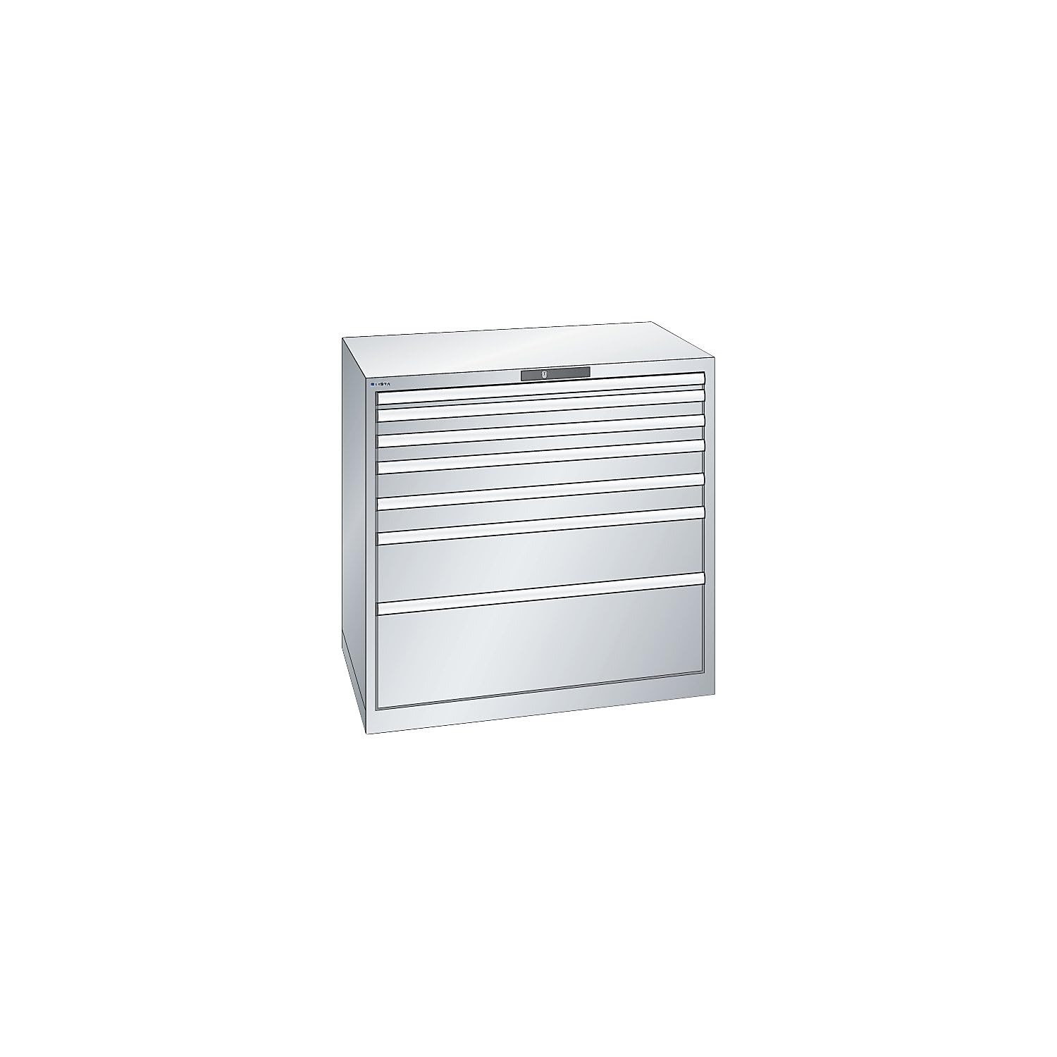 Lista | Schubladenschrank | Stahl | lichtgrau RAL 7035 | Tragkraft 200 kg
