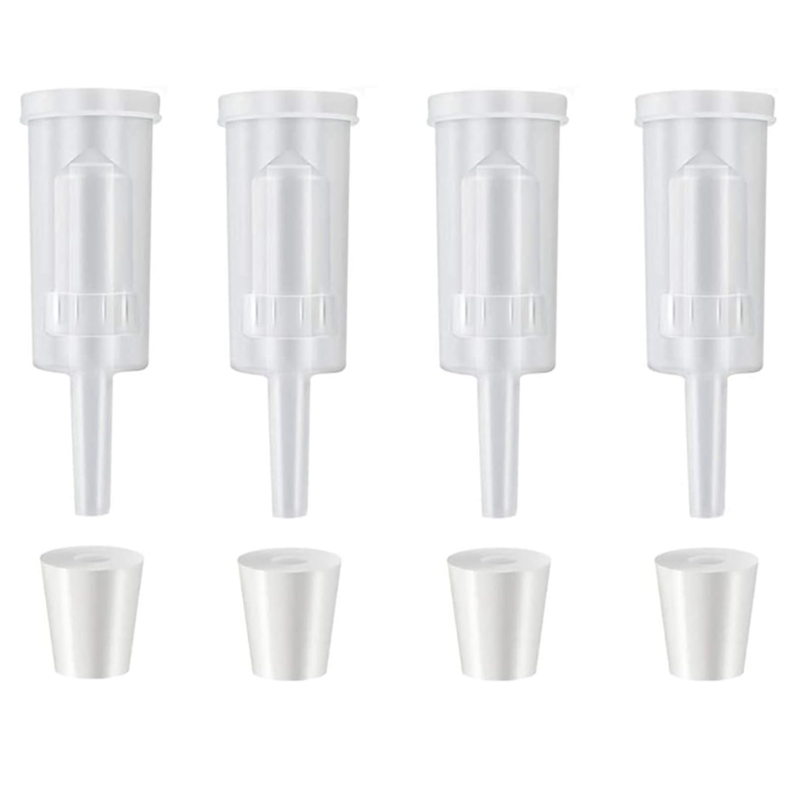 Ncheli 4er Set Gärspund 3-teilig Luftschleuse, Zerlegbar Wasserfalle mit 4 Silikonstopfen Ø17-23mm für Wein, Bier, Sauerkraut & Heimbrau
