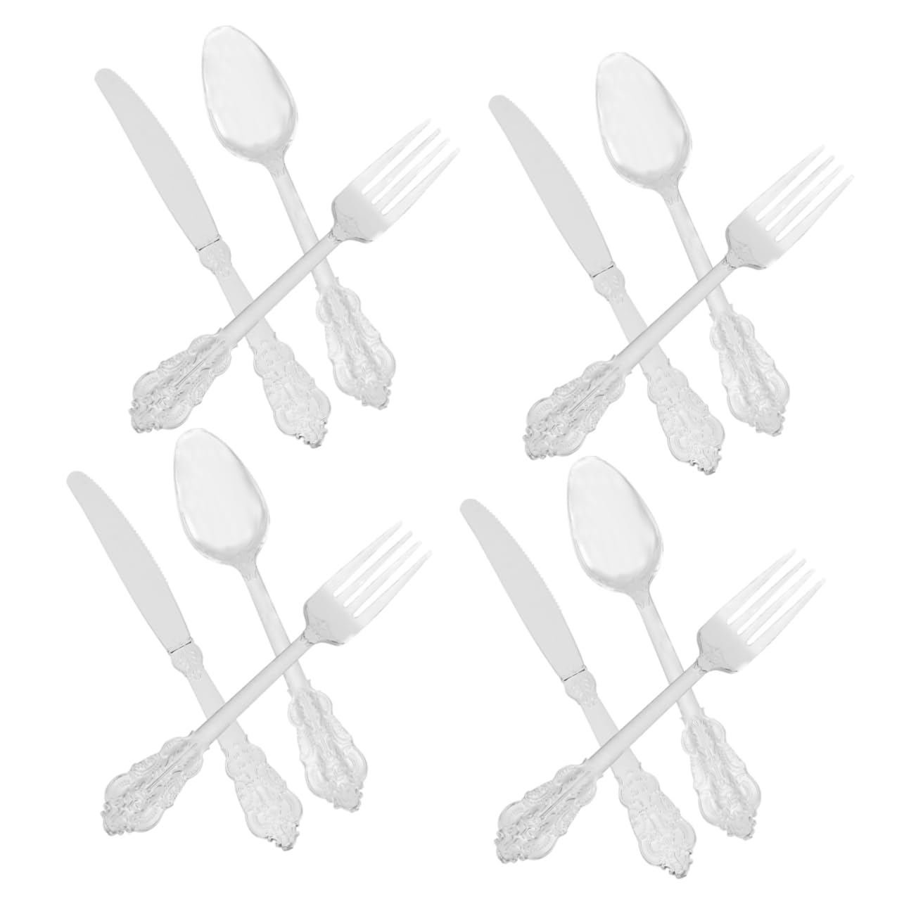 KOMBIUDA 12pcs Gilding Plastic Spoons Forks Party Supplies for Wedding Banquet Elegant Dining Table Accessories