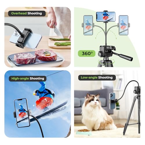 Aureday XX-FR640BK Phone Tripod, 82 Inch Tripod For Iphone With Flexible Gooseneck, Wireless Remote And Phone Holder, Extendable Cell Phone&Camera Tripod Stand thumb #2