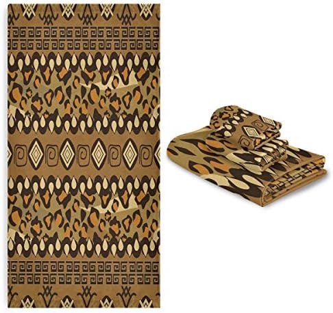 Blueangle African Cheetah Skin Pattern Towel Set of 3, Cotton Eco-Friendly and Highly Absorbent Towel for Home, Bathroom, Kitchen