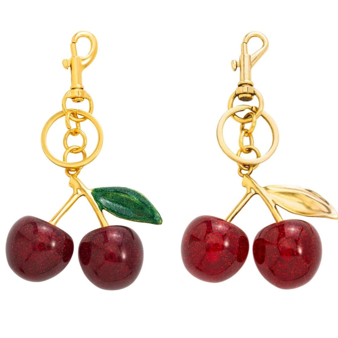 2 Pcs Cherry Charm Key Chain,Cherry Bag Charm,Cherries Keychain Sparkling Purse Charms Pendant for Handbag Wallet Car Phone