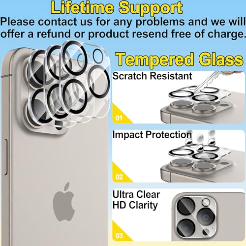 Image of 4youquality Back Camera Lens Protector for - 1 Pack | 9H Tempered Glass Camera Guard | Military-Grade Protection, Ultra Clear HD, Bubble-Free Easy Installation, Case Friendly Design (iPhone 15 Pro)