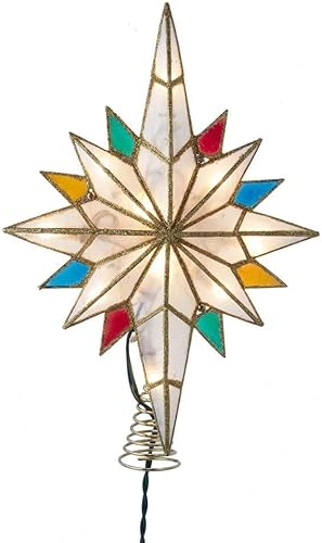 Kurt S. Adler Decoración para árbol de árbol de 10 puntas de Bethlehem Capiz Star