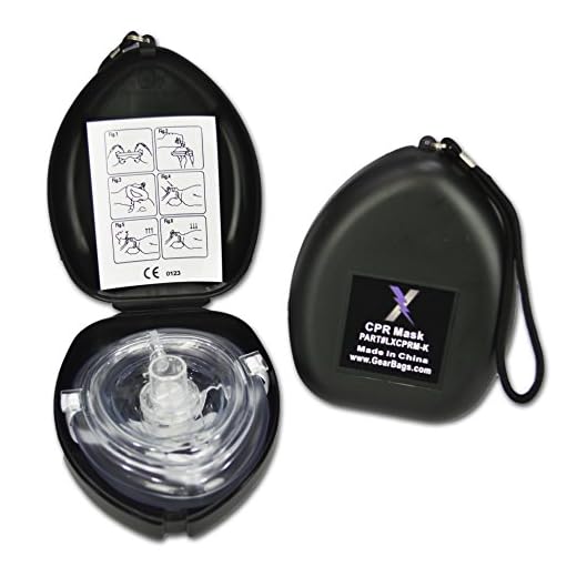 Lightning X Premium CPR Mask Face Shield w/Valve & Tactical Black Hard Case