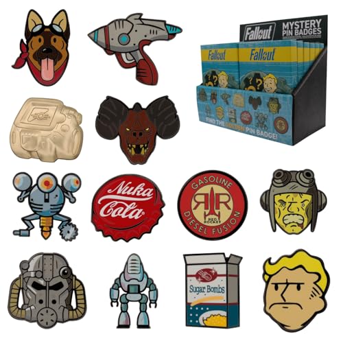 Fallout Mystery Pin Badges CDU Box Containing x12 Blind Boxes of Pins