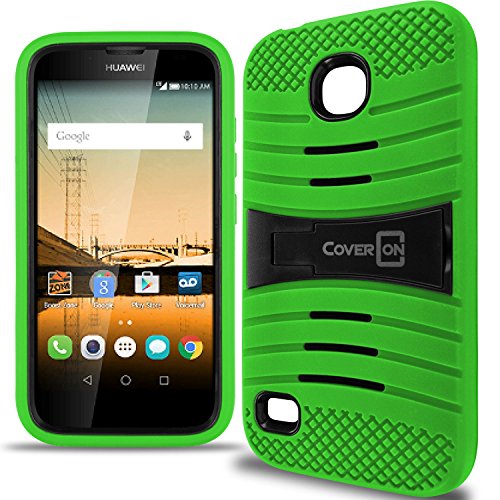 Huawei Union Case, Coveron® [Titan Armor Series] Dual Layer Hybrid Cover Kickstand Phone Case For Huawei Union - Neon Green & Black #TOP21