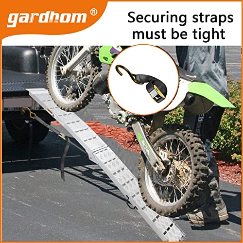 Motorcycle Ramp 1Pc 1500 Lbs Capacity, Gardhom 7.5' With Handle Aluminum Foldable Wide Pickup Truck Trailer Heavy Duty Loading Ramp For Atv Utv Dirt Bike Lawn Mower Snow Blower Car #TOP4