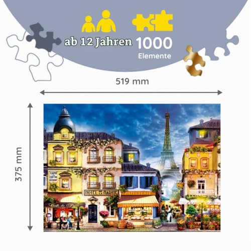 Trefl - Holzpuzzle, Französische Straße - 1000 Teile, Wood Craft, unregelmäßige Formen, 100 Figuren französischer Denkmäler und Symbole… – Ansicht 3