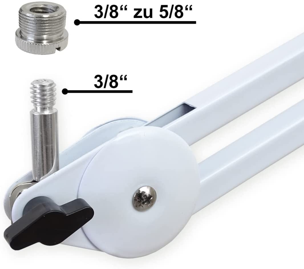 keepdrum MS138 Gelenkarm-Tischstativ Weiss + MS089 Mikrofon-Spinne für G-Track AT-2020/USB+