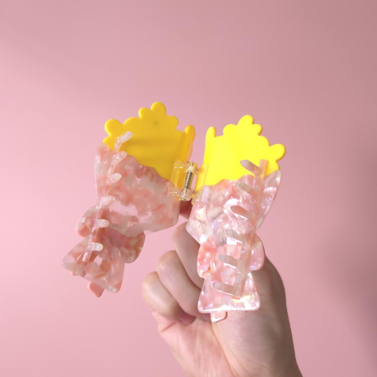 Flower Bouquet Hair Clips,Fantasy Acetate Hair Clip,Flower Claw Clips for Women,Yellow