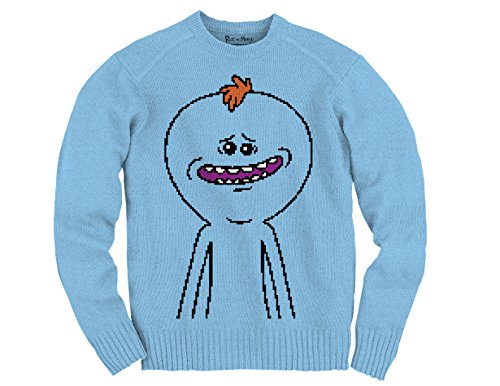 Ripple Junction Rick and Morty Meseeks Knit Adult Knit Sweater XL Light Blue