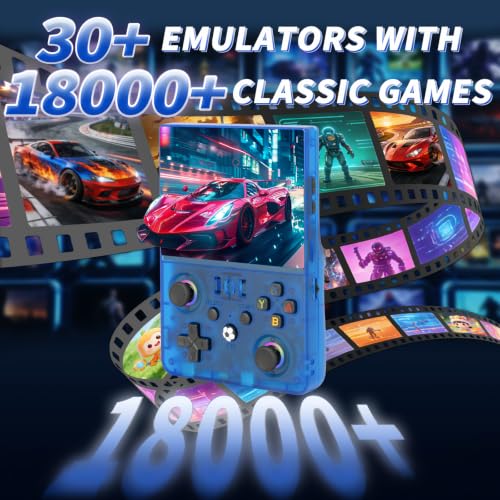 Image of 2026 NEW Upgrade R36MAX Ⅱ Retro Video Game Console - 4.5 Inch Ultra-Large Screen, Support 18000+Classic Games, 64G TF Card, Linux System, 4000mAh Battery, Birthday Gift for Adult (Blue)