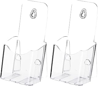 2 pack Acrylic Brochure Holder Plastic Clear Literature Holder Countertop Organizer Flyer Card Magazine Pamphlet Business Display Portable Wall Mount for Storing Letters Folders Document Cards
