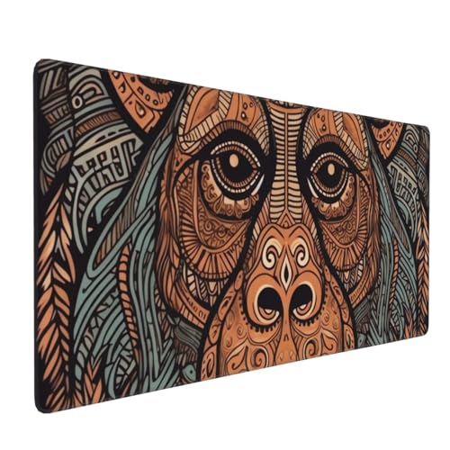 Tapis de souris de jeu premium bords cousus design orang-outan imperméable XXL