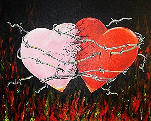 buyartforless Crashing Hearts by Ed Capeau 16x12 Art Print Poster Pop Art Love Hate Romance Made in The USA