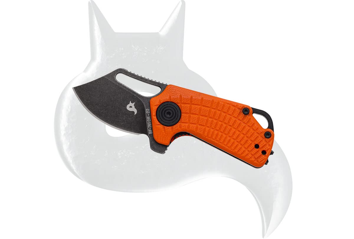 FoxBLACK Knives Puck Liner Lock BF-761OR Orange G10 and D2 Steel Pocket Knife