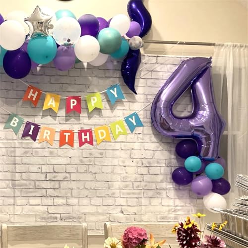 Image of 40 Inch Number Balloons 4 for Kids, Large Purple Number Balloon with Foil Helium for Girls Women 40 Years Old 4th Birthday Party Decorations Anniversary Graduation Party Decoration Supplies