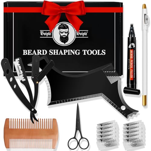 Beard Shaper for Men Beard Shaping Tools - Gifts for Men Beard Template Guide, Straight Edge Razor,...
