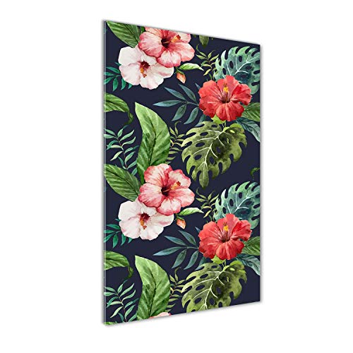 Impression sur verre fleurs et plantes 60x120 cm tableau rouge - 2