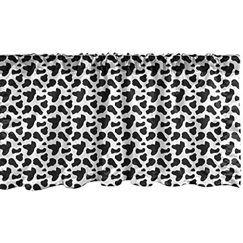 Ambesonne Charcoal Grey Cow Print Valance Cover