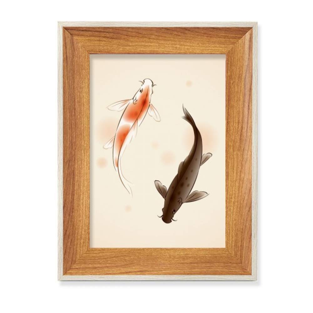 Cadre Photo Bois Bureau Affichage Tableau Art Poisson Chinois