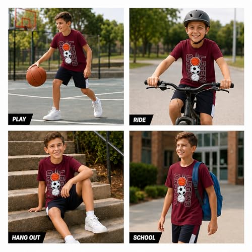 Image of Pro Athlete Active Boys Short Sets - 2 Piece Performance Crewneck Short Sleeve T-Shirt and Shorts Boys Athletic Sets (8-16)