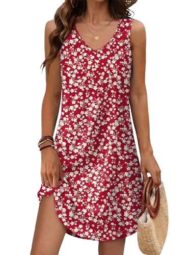 Image of Aokosor Womens Summer Dresses 2026 Loose V Neck Sleeveless Dress Sundresses Swimsuit Coverup Vacation Outfits