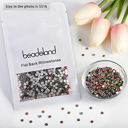 Image of Beadsland Flat Back Crystal Rhinestones Round Gems for Nail Art and Craft Glue Fix, Rainbow, 3.8-4.0mm, SS16 /1440pcs