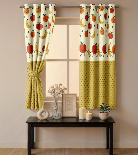 Image of Ultimate Trends Light Filtering Kids Curtain | Fairy, Dragon Castle, Safari & Jungle Animal Prints | for Kids Room Doors and Window | 6 FEET Pack of 2 |Sunny Orchard