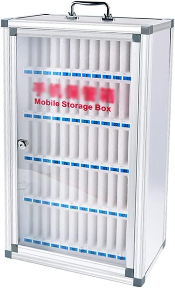 Mobile Phone Storage Box Transparent Acrylic Mobile Phone Security Locker with Key,Mobile Phone Charging Station Locker - Secure Cell Phone Safe for Schools & Staff - 60 Slot Charging Cabine
