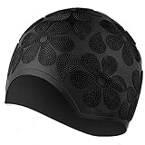Gooutdoor Swim Silicone Cap Cover Ears for Curly Short Medium Long Hair, Swimming Cap for Women and Men, Shower Caps Keep Hairstyle Unchanged (Flower)
